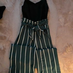 Francesca, xxs, green and black romper.